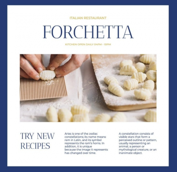 Desain brosur katering dengan ilustrasi makanan tradisional